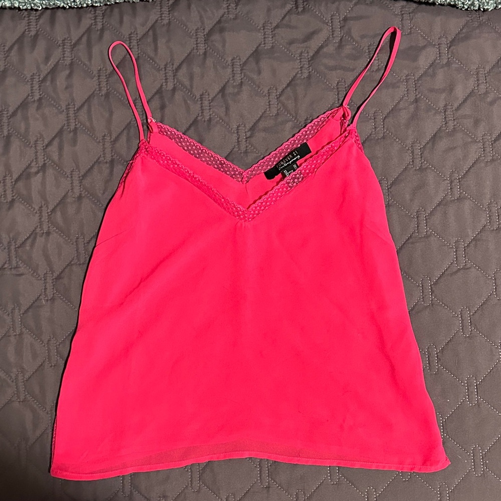Forever 21 Vibrant Pink Camisole with Lace Detail